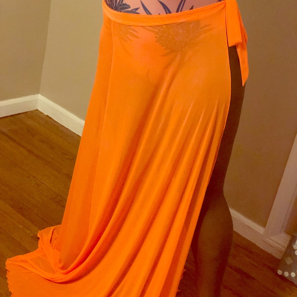 Sheer Orange Waist CoverUp